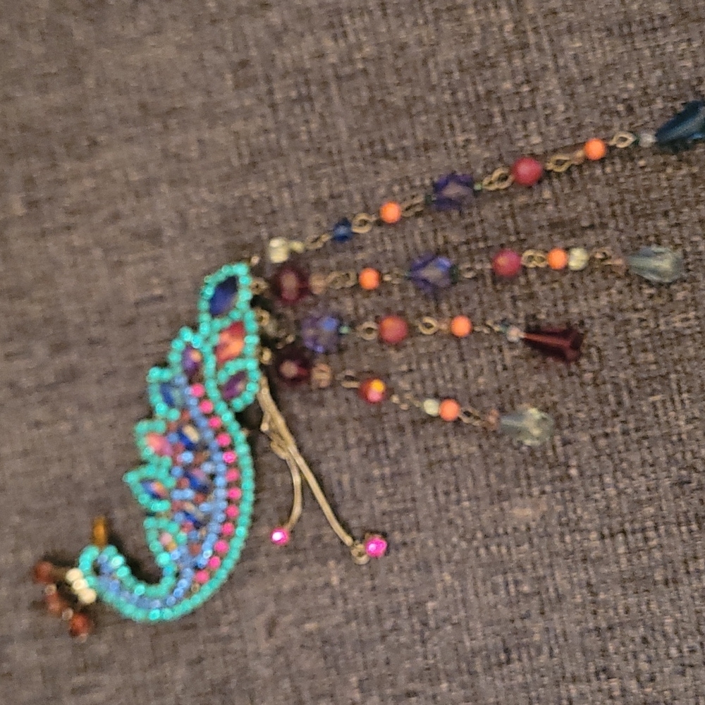 Peacock rhinestone brooch